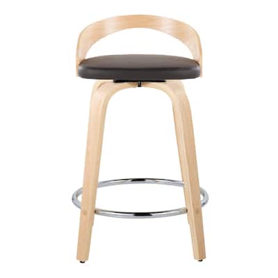 Carson Carrington Stavanger 24" Fixed-Height Counter Stool with Bent Wood Legs & Round Footrest (Set of 2)