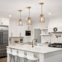 Modern Contemporary 1-Light Gold Lantern Glass Pendant Lights ...