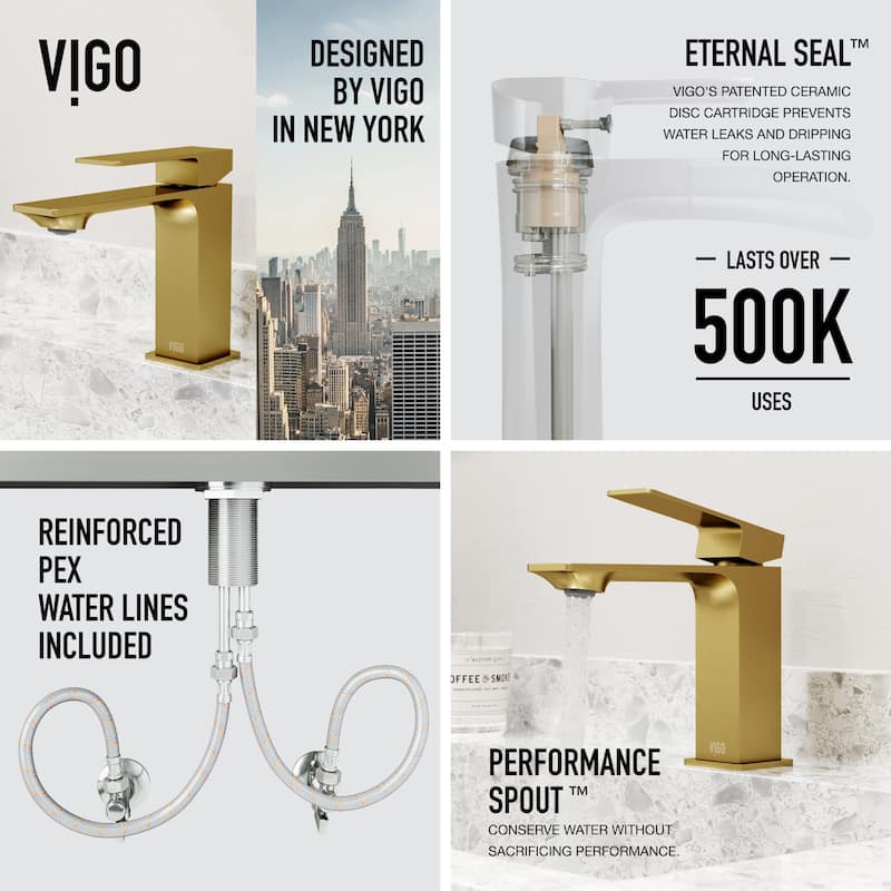 VIGO Dunn 6" H Single Handle Single Hole Bathroom Faucet