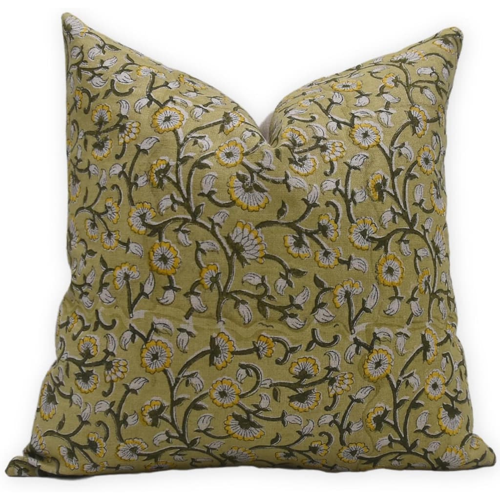 Fabdivine Linen Outdoor Sofa Block print pillow Cover