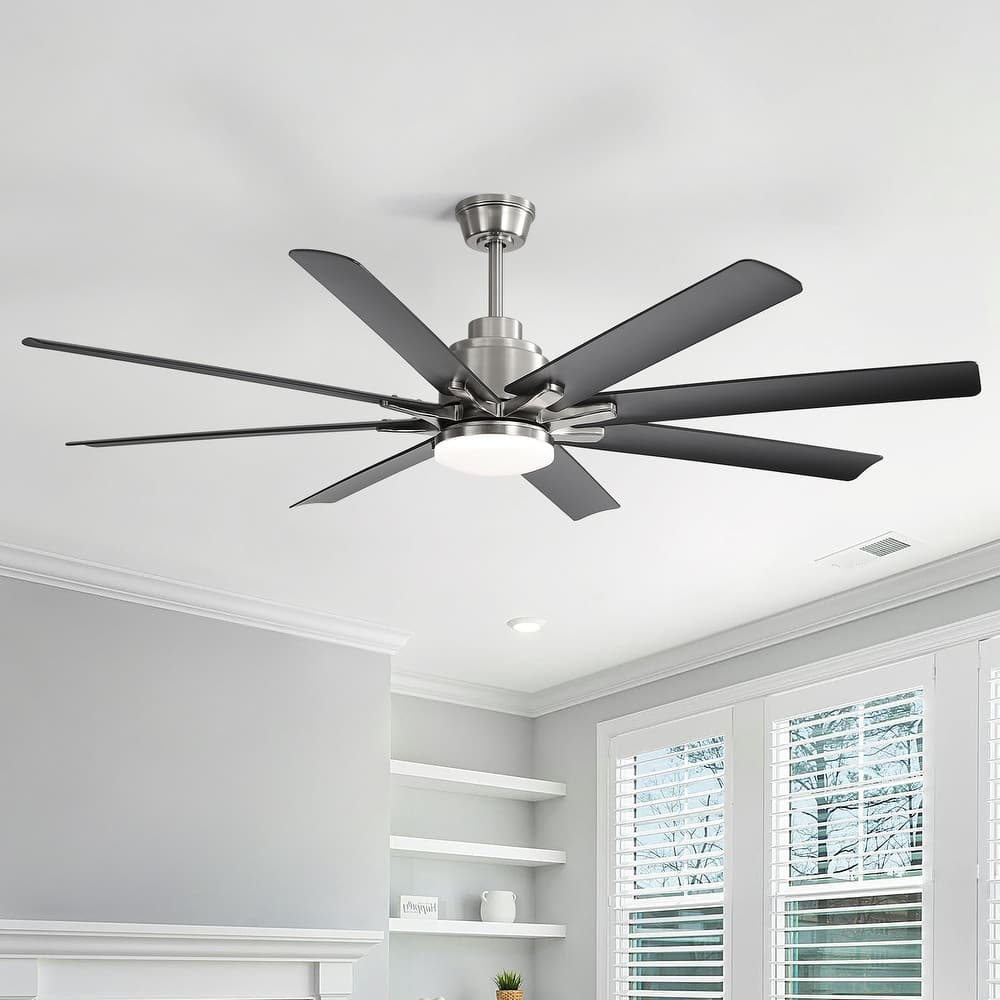 52" Noiseless Ceiling Fan with Integrated LED Light Blades Reversible and Remote Control, Smart Optional