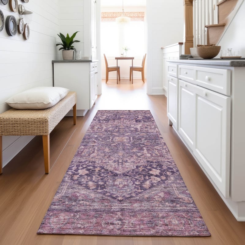 Premium Washable Super Soft Vintage Traditional Mayfield Rug - Eggplant - 2'3" x 7'6"