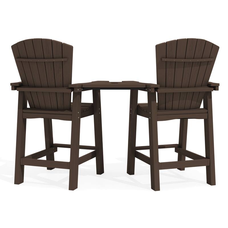 Outdoor Tall Adirondack Chair Set of 2 with Connecting Tray
