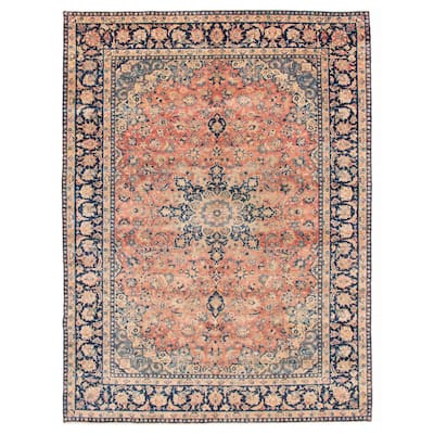 ECARPETGALLERY Hand-knotted Antalya Vintage Coral Wool Rug - 9'4 x 12'6