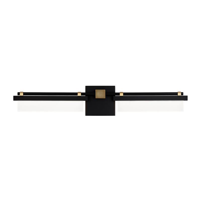 Two Fold 20in LED Bath Vanity & Wall Light 3000K in Black Aged Brass