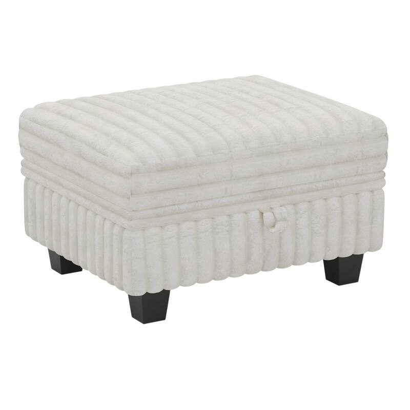 HomeRoots 30" Brown and Black Faux Fur Storage Ottoman