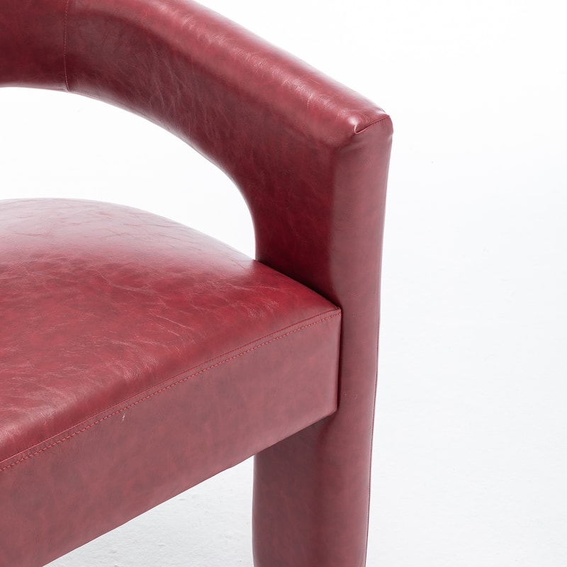 SEYNAR Modern Glam PU Leather Upholstered Dining Chair, Open-Back Accent Chair