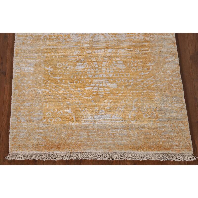 Gold Modern Abstract Accent Rug Handmade Wool Carpet - 2'8"x 4'9"