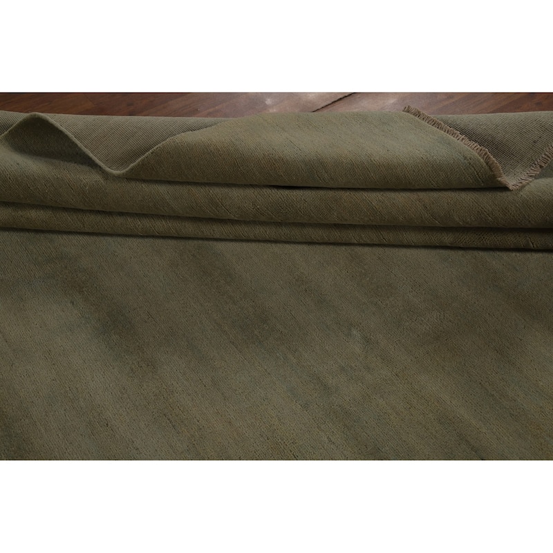 Green Modern Gabbeh Oriental Area Rug Handmade Wool Carpet - 7'9" x 9'7"