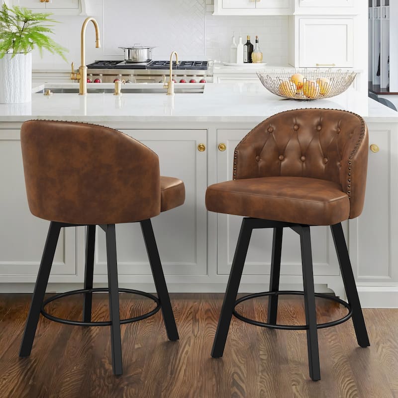 26" Swivel Counter Height Bar Stools Upholstered Counter Stools - 26" H