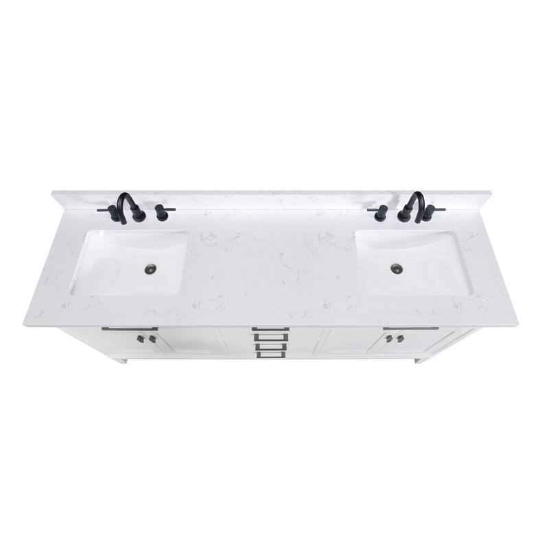Madison 72 in. Double Sink Bathroom Vanity with Engineered Stone Top - 73" x 22"D x 35"H