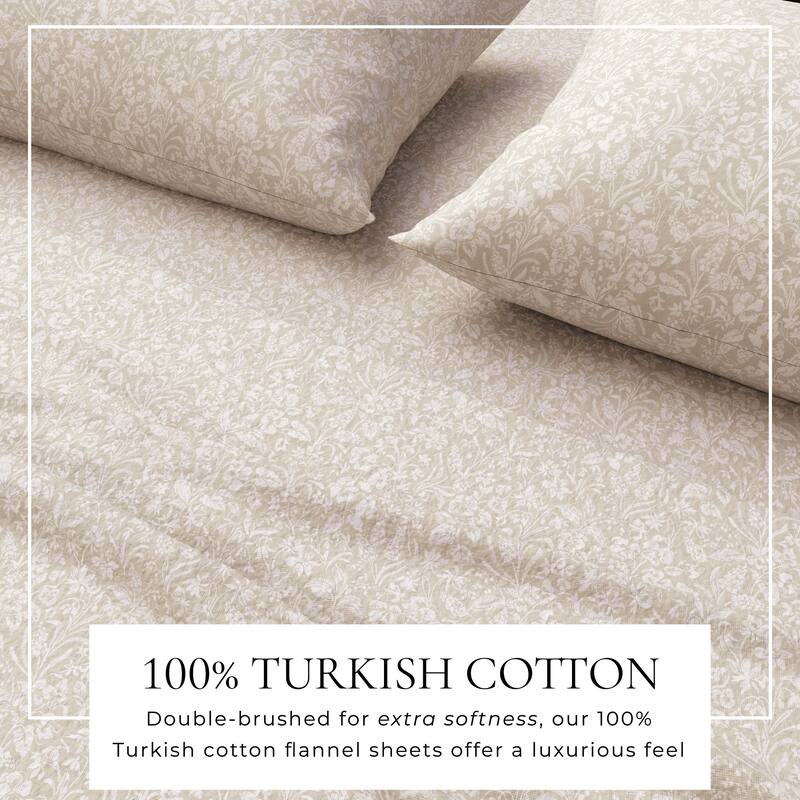 Linery & Co. Ultra-Soft Turkish Cotton Flannel Winter Floral Print Sheet Set