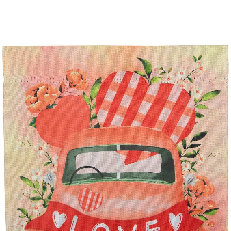 Love Banner and Vintage Car Garden Flag 12.5" x 18"
