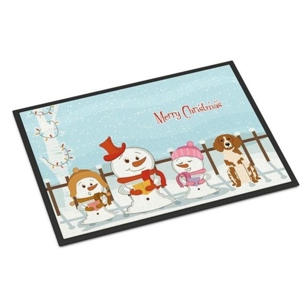 Carolines Treasures BB2403JMAT Merry Christmas Carolers Brittany Spaniel Indoor or Outdoor Mat 24 x 0.25 x 36 in.