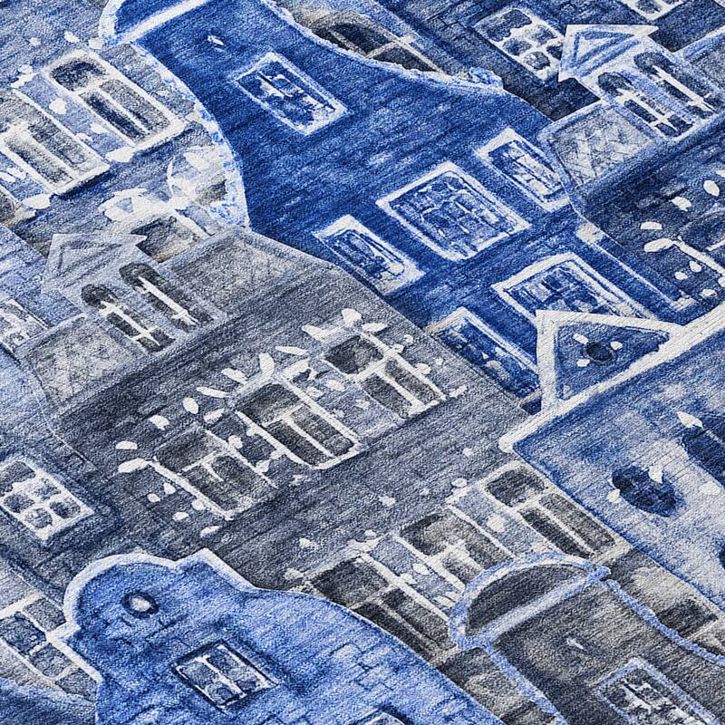 HomeRoots Village Houses Transitional Rectangle Outdoor Rug