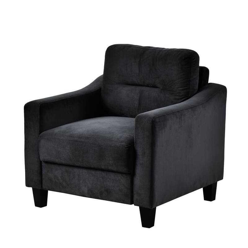 Comfortable Velvet Black Sectional Couch for Small Spaces