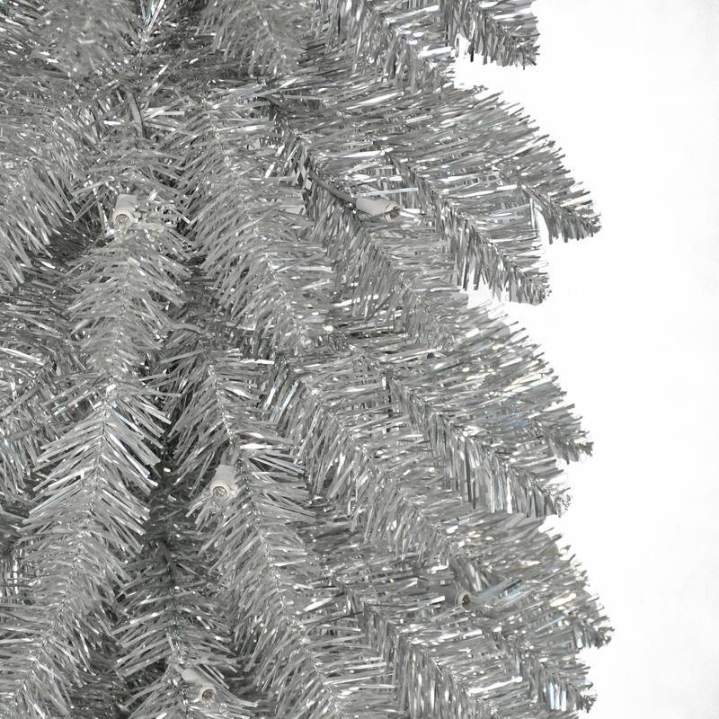 Puleo International 6' Pre-Lit Artificial Alpine Silver Pencil Tree