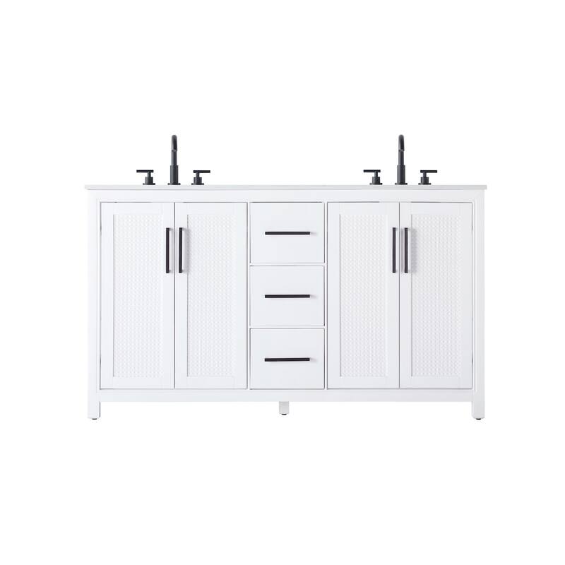 Elegant Lighting VF29560D Alina 60" Free Standing Double Basin Vanity - White - Painted