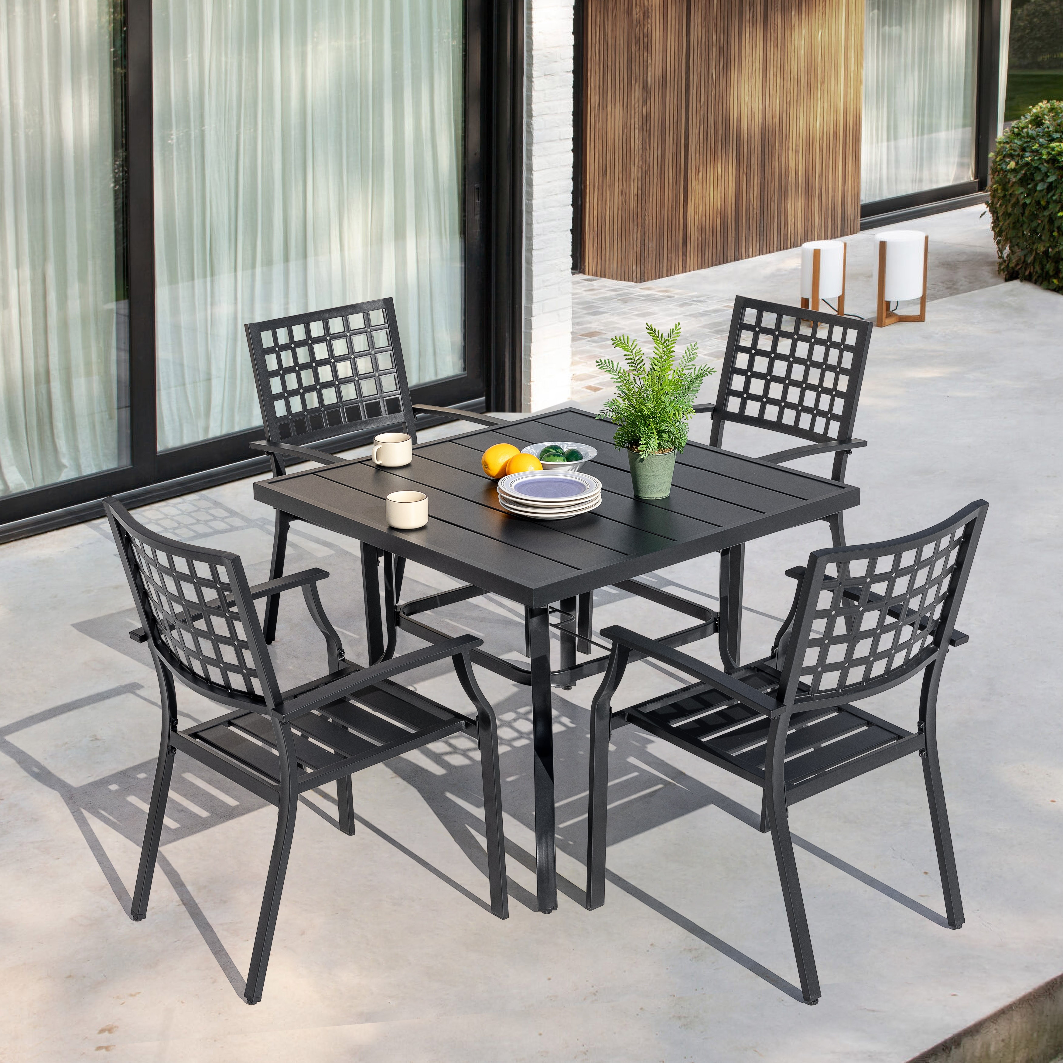 Nuu Garden Outdoor 5-Piece Dining Set with 1.57'' Umbrella Hole