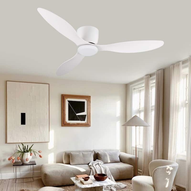 Sofucor 40/42/52 Inch Flush Mount Low Profile Ceiling Fans with Lights and Remote,3 ABS Blades,for Bedroom Patio