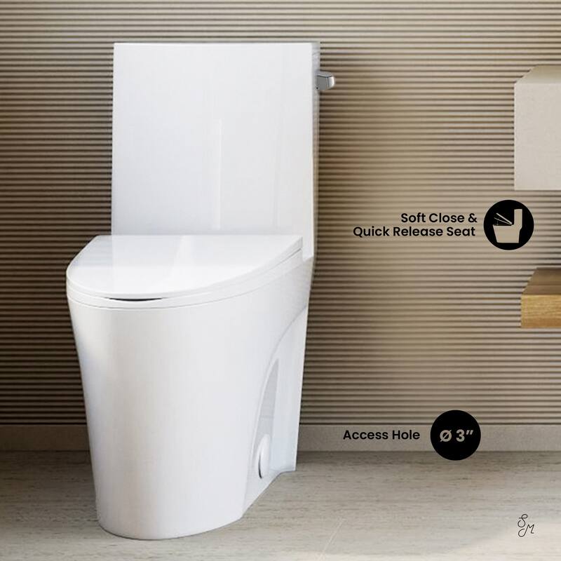 St. Tropez One-Piece 14" Rough-In 1.28 Gpf Right-Hand Vortex Flush Elongated Toilet In Glossy White