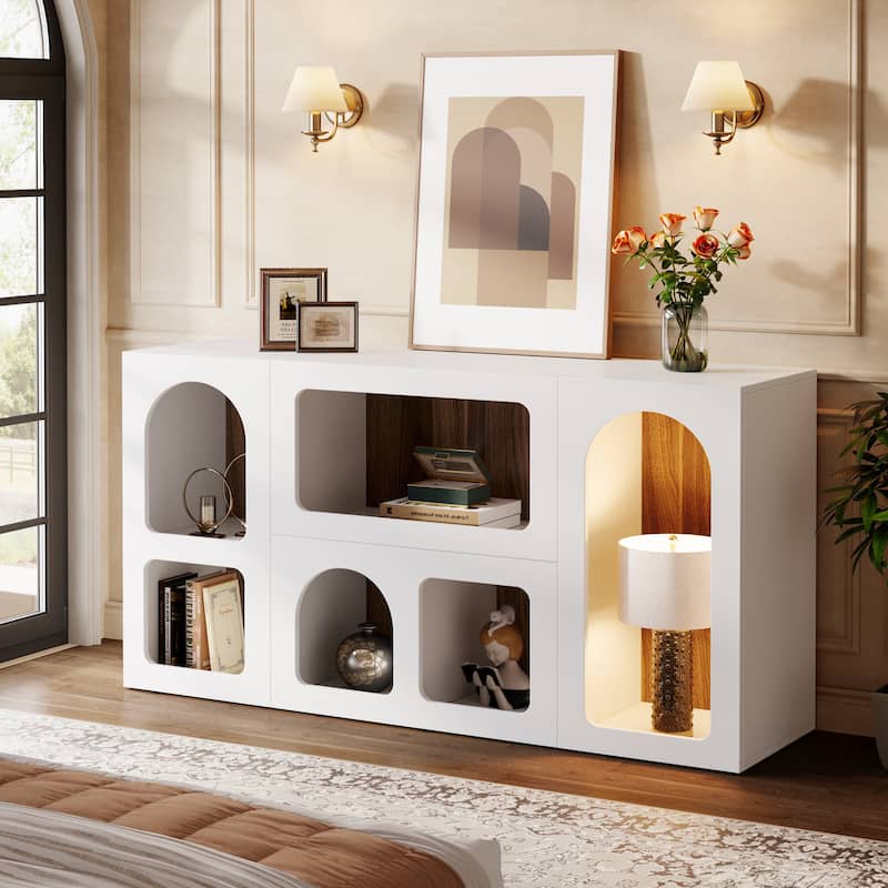 59” Modern Console Table with Storage for Entryway - White