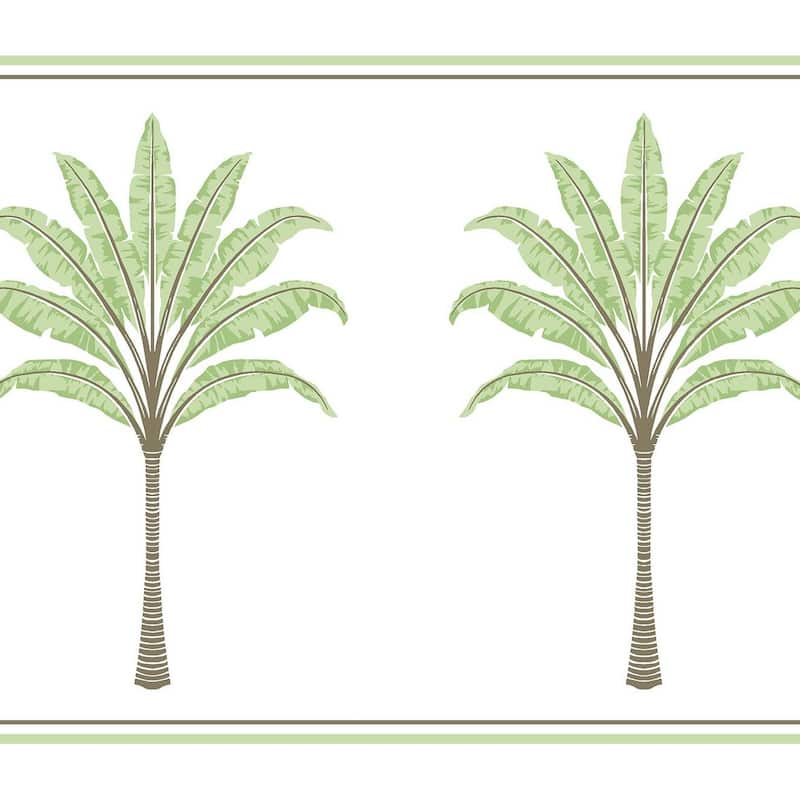 Harry & Grace Montgomery Palm Peel and Stick Wallpaper Border - 10.25 in. W x 18 ft. L - Green Tea