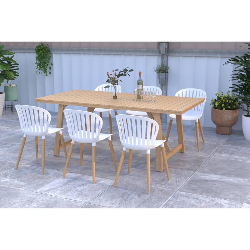 Amazonia Branford 7pc FSC Certified Teak Outdoor Patio Dining set - Sidechairs