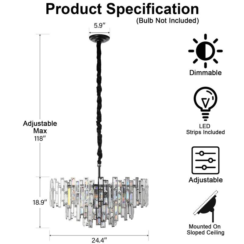 KAYLA 24in Chandelier 10-Light Crystal Chandelier
