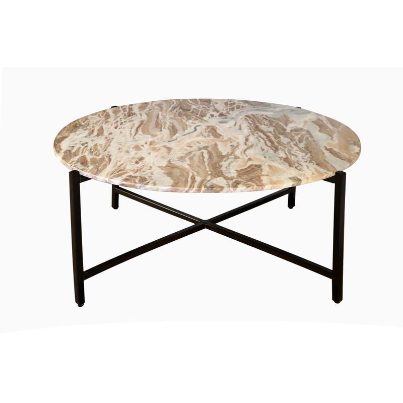 Marble Nesting Table with Metal Frame 17 Inch Height Space-Saving Modern Side Table