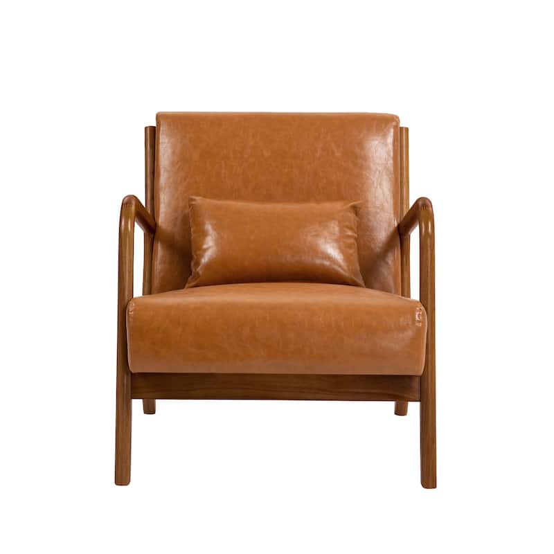 Mid Century Solid Wood Upholstered Accent Chair