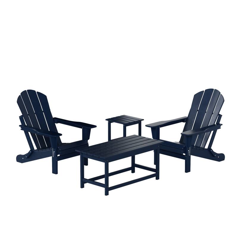 Laguna Hdpe All Weather Outdoor Patio Foldable Adirondack Chairs Conversation Set (4-Piece Set)