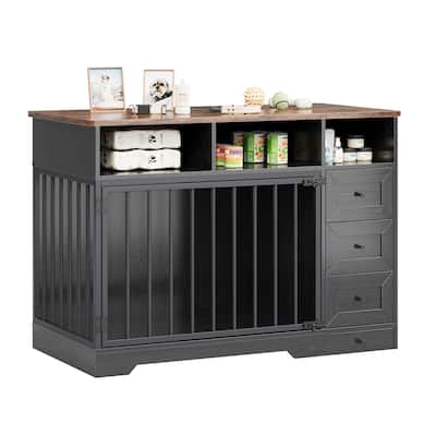 Dog Crate Furniture with Storage Drawers, End Table Design