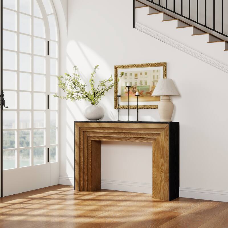 Two-Tone Wood Console Table, 47 Inch Modern Entryway Console Table, Rustic Hallway Accent Table for Living Room, Entrance