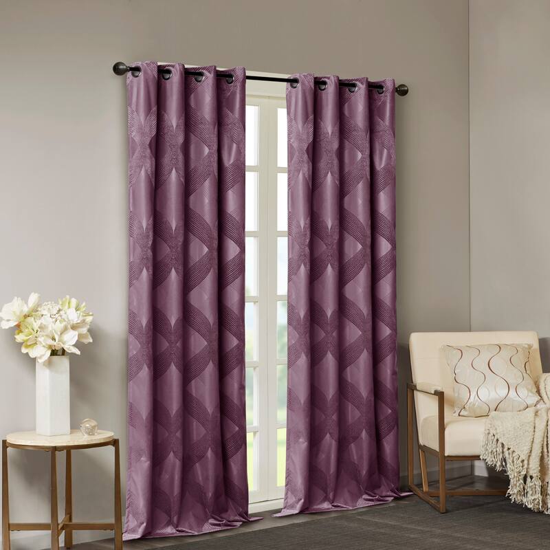 SunSmart Abel Ogee Knitted Jacquard Total Blackout Curtain Panel