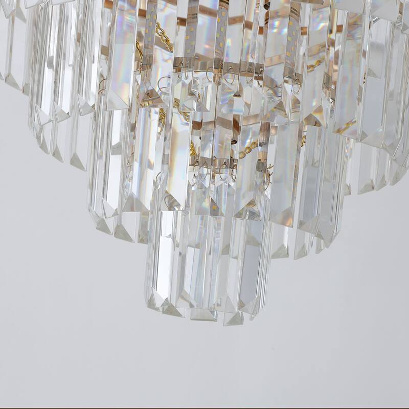 10-Light Gold 5-Tier Round Crystal Chandelier