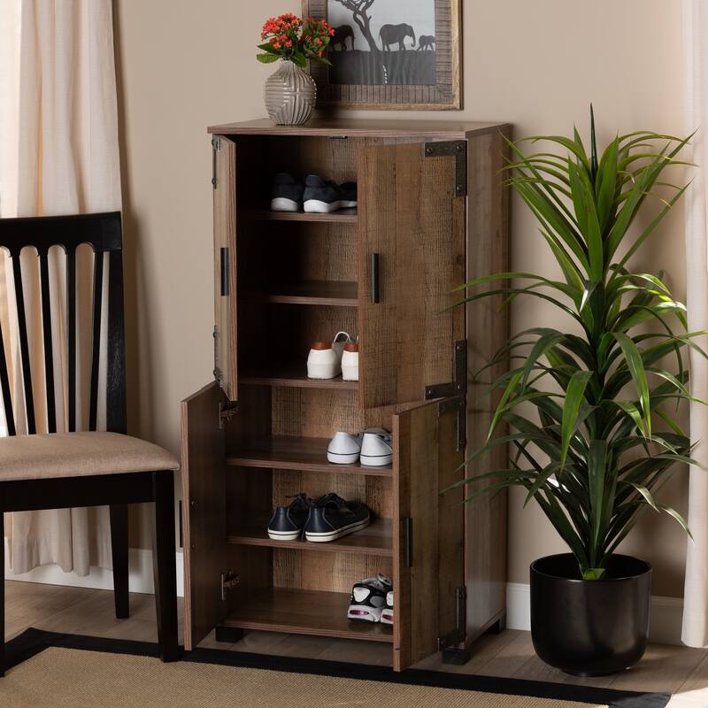 Cyrille Rustic 4-door Shoe Cabinet