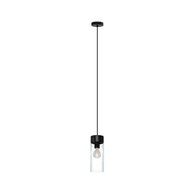 Eglo Montey 1-Light Pendant With Matte Black Finish and Clear Glass