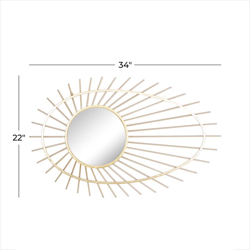 Gold Iron Contemporary Wall Mirror 34 x 22 x 1 - 22 x 1 x 34