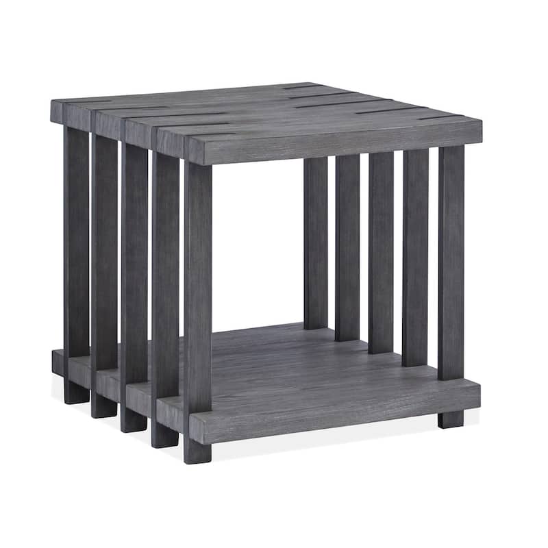 Magnussen Home Eldridge Weathered Gravel and Satin Bronze Rectangular End Table - 24''W x 26''D x 24''H