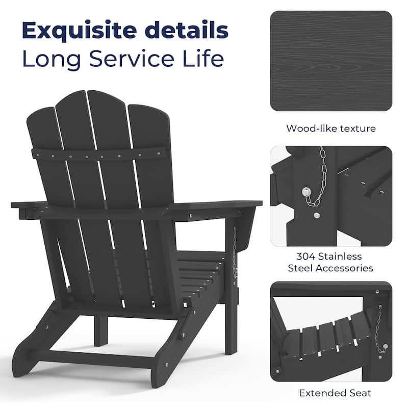 Outdoor HDPE Folding Classic Adirondack Chair All-Weather