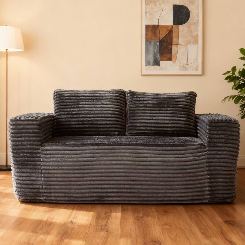 Modern Modular Corduroy Loveseat with Spring Support, Removable Cushions, for Living Room, Bedroom, Studio Apartment
