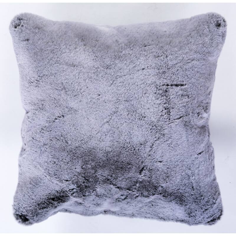 Faux Fur Solid Square Grey Pillow - (20" x 20") - Grey