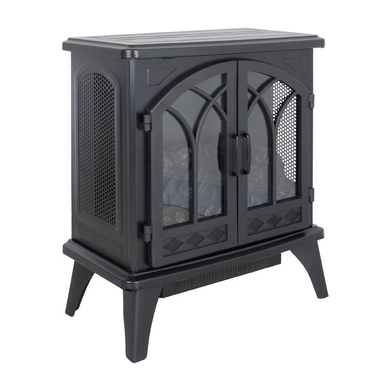 24" Freestanding Electric Infrared Quartz Fireplace Stove with 3D Flame, 11 Temperature Settings, and Remote Control