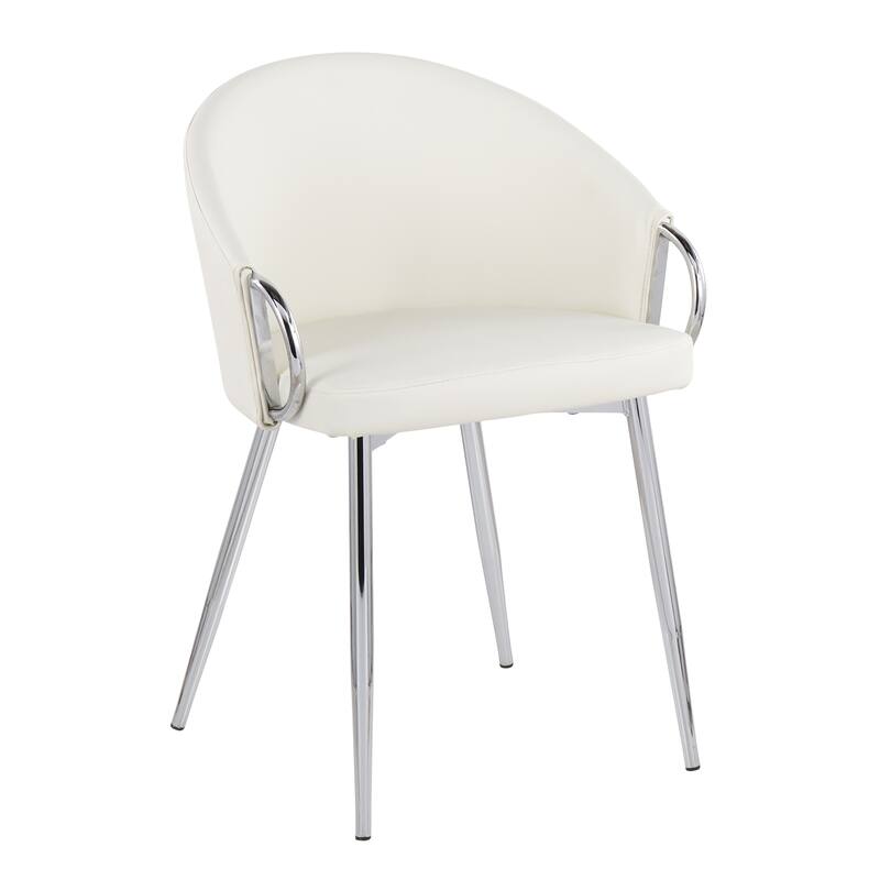 Silver Orchid Battista Silver Upholstered Chair - White Faux Leather