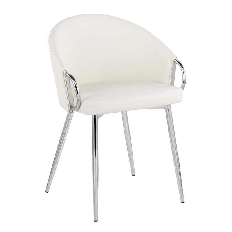 Silver Orchid Battista Upholstered Chair - Set of 2 - White Faux Leather/Chrome Metal
