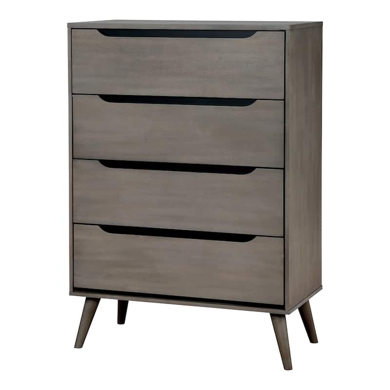Fopp Mid-Century Modern Grey Wood 2-Piece Chest and Nightstand Set by Furniture of America