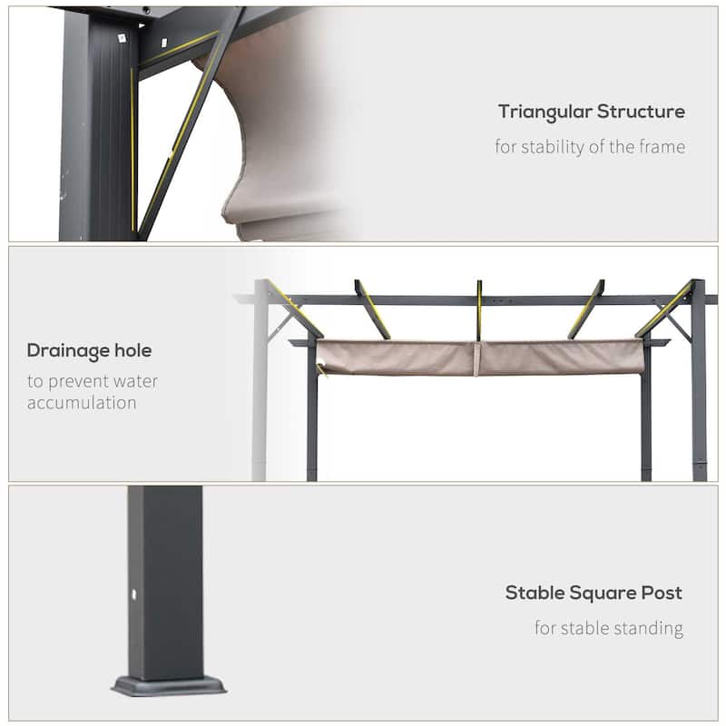 Outsunny Aluminium 10' x 10' Outdoor Pergola with Canopy Cover