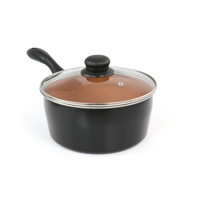 7 Piece Carbon Steel Nonstick Cookware Set in Black and Copper
