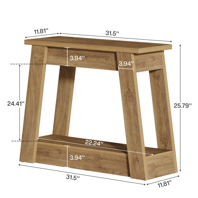 2-Tiers Small End Table, Small Wood Side Table